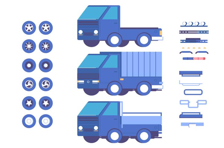 Truckfordon delar anpassning mot illustration set vektor