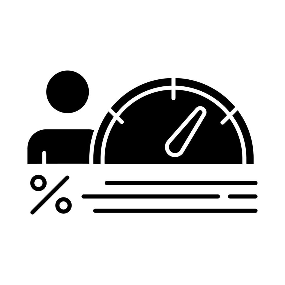 Kredit-Score-Glyphe-Symbol. Steigendes persönliches Zinsdiagramm. Infografik zu wachsenden Finanzen. Wirtschaftsdiagramm mit Pfeil. Silhouettensymbol. negativer Raum. vektor isolierte illustration