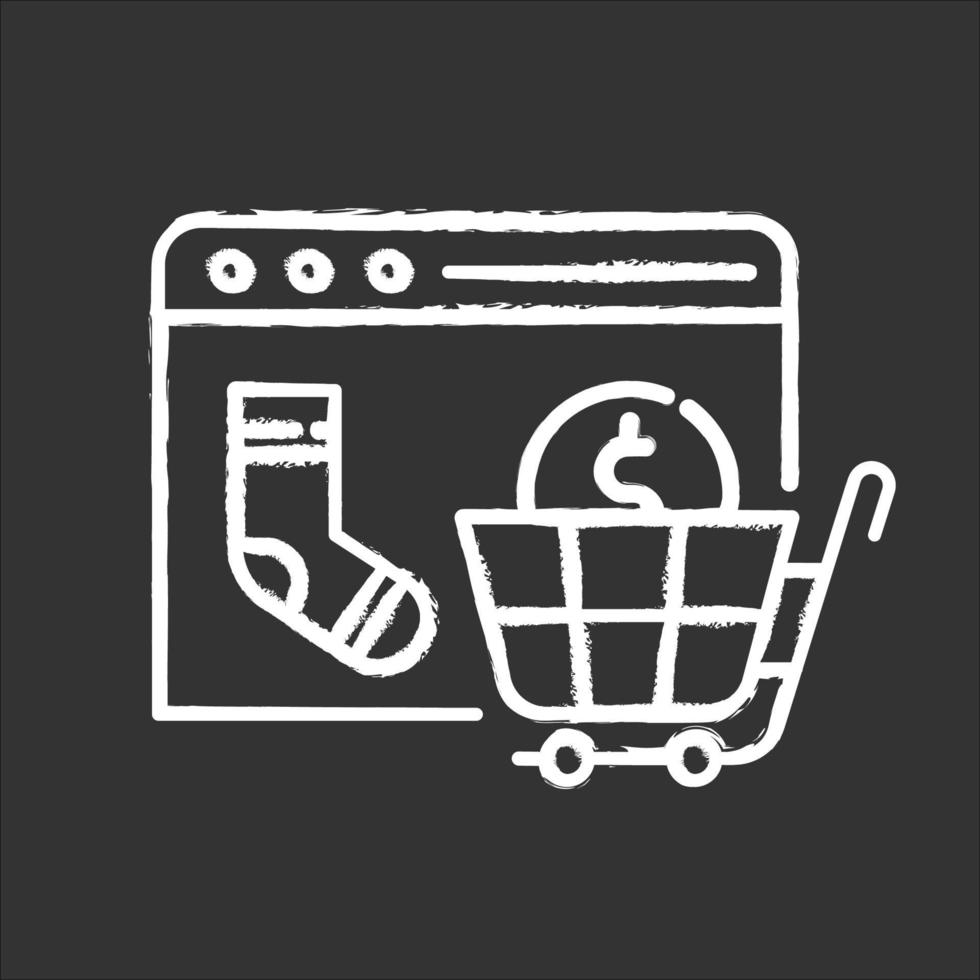 Kreidesymbol für die Website des Online-Shops. Marktplatz Online-Shopping. Internet-Handelsgeschäft. E-Commerce-Verkäufer. Computerzahlung. digitaler Kauf. isolierte vektortafelillustration vektor