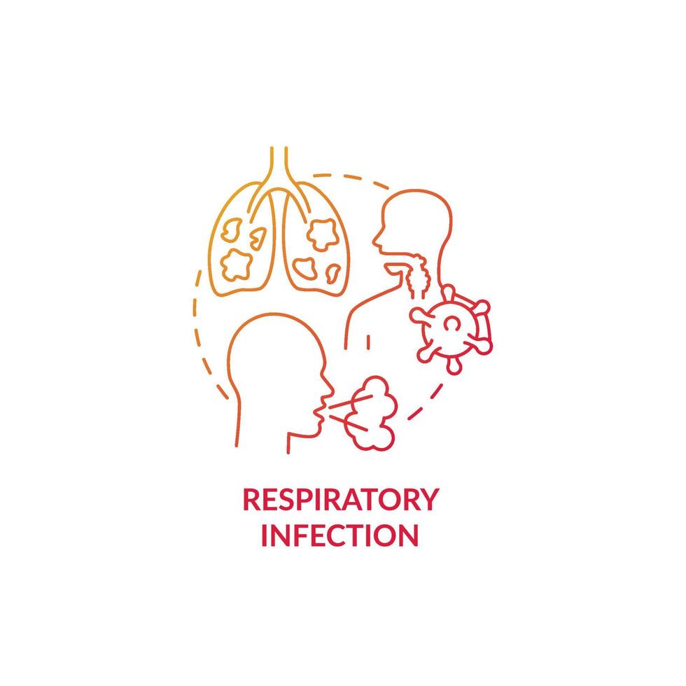 luftvägsinfektion röd gradient koncept ikon. lunginflammation riskfaktor abstrakt idé tunn linje illustration. säsongsinfluensa. hög orsak till sjuklighet. vektor isolerade kontur färgritning