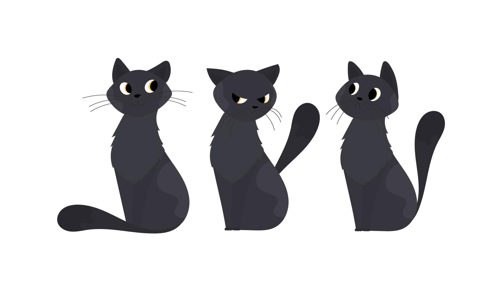 en uppsättning söt svart katt. lämplig för klistermärken och vykort. isolerat. vektor. vektor