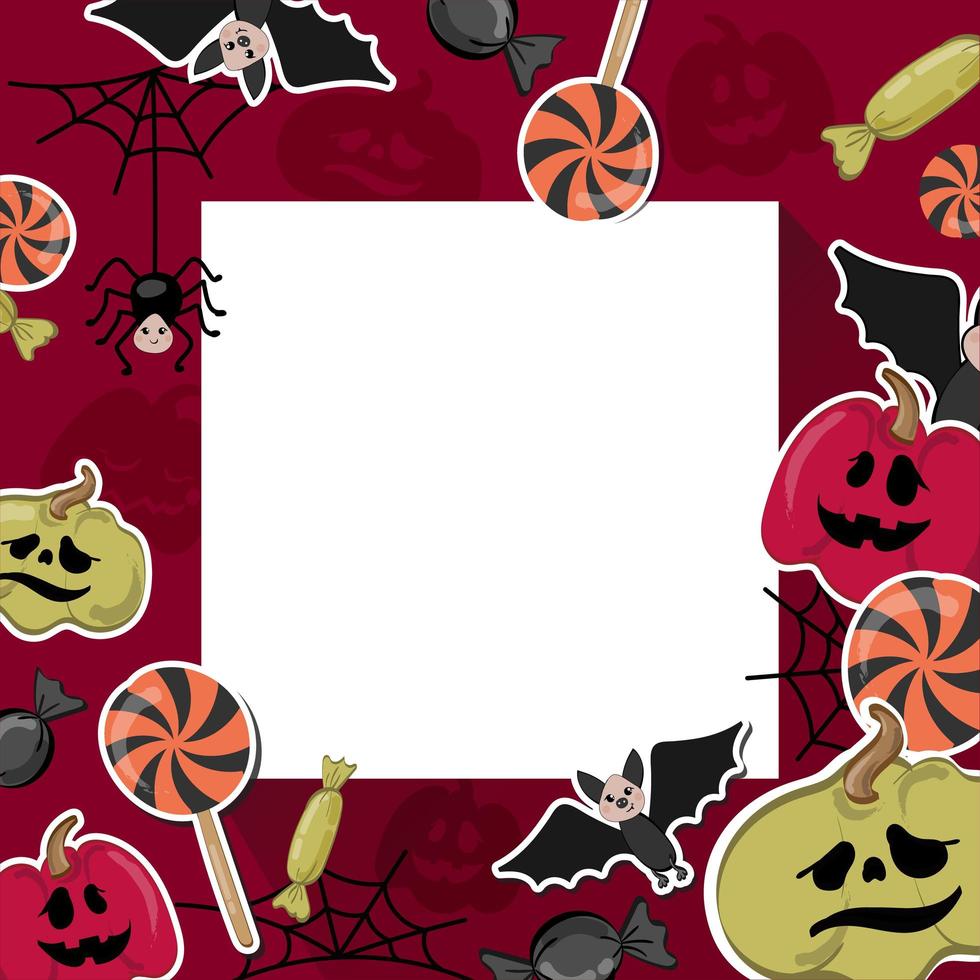 Halloween-Hintergrund mit quadratischem Rahmen. postkartenkonzept mit platz für ihren text. vektor