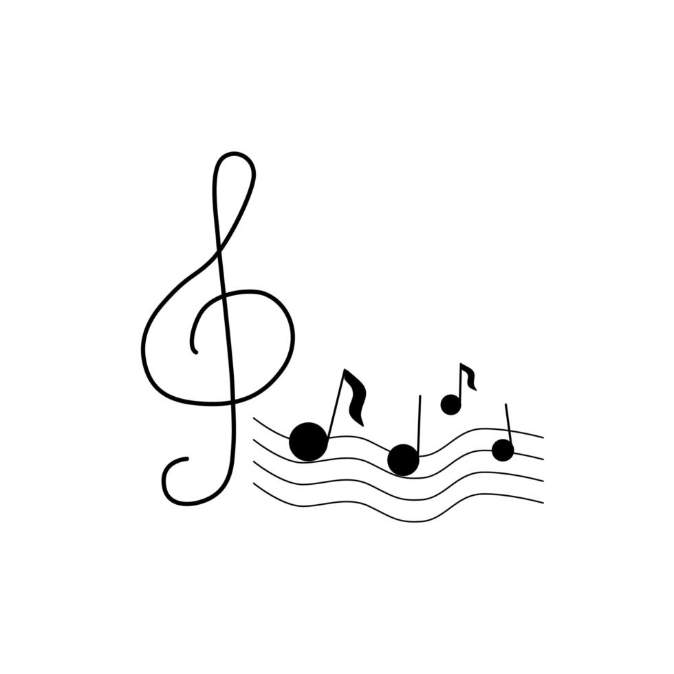 musiknot vektor illustration. musik nyckelsymbol eller logotyp ikon för musik konceptdesign.