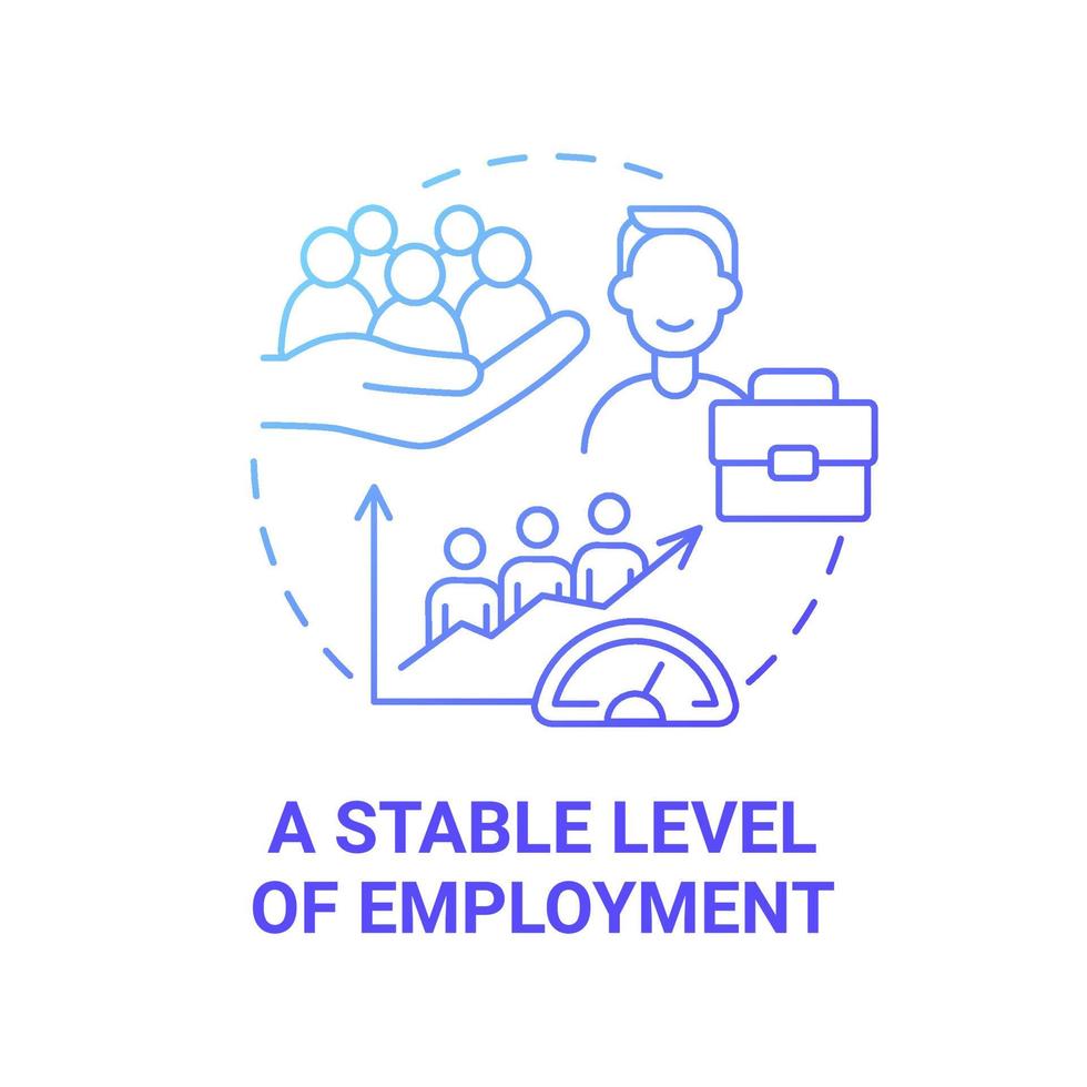 stabil nivå av sysselsättning blå gradient koncept ikon. socialt entreprenörskap abstrakt idé tunn linje illustration. arbetsmarknad och ränta. ekonomins tillväxt. vektor isolerade kontur färgritning