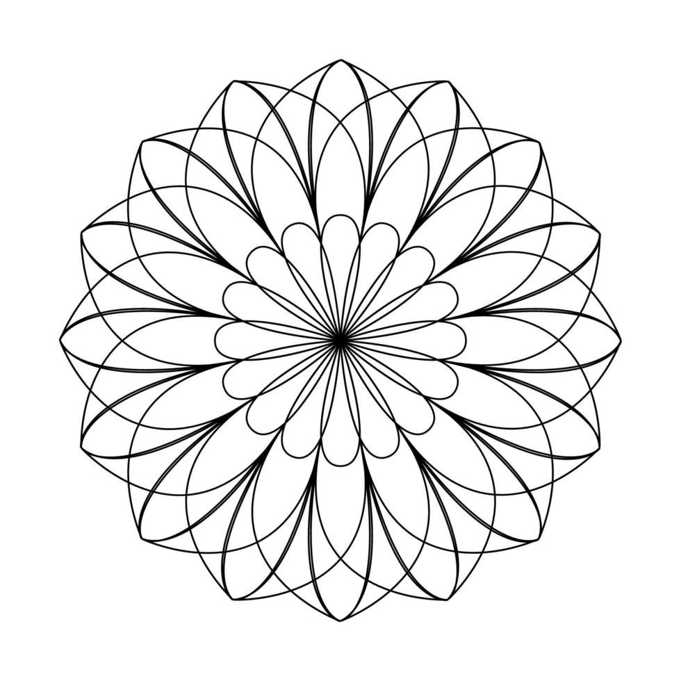 Mandala-Linienvektor. ein symmetrisches rundes einfarbiges Ornament. Färbung abstrakte Blume. vektor