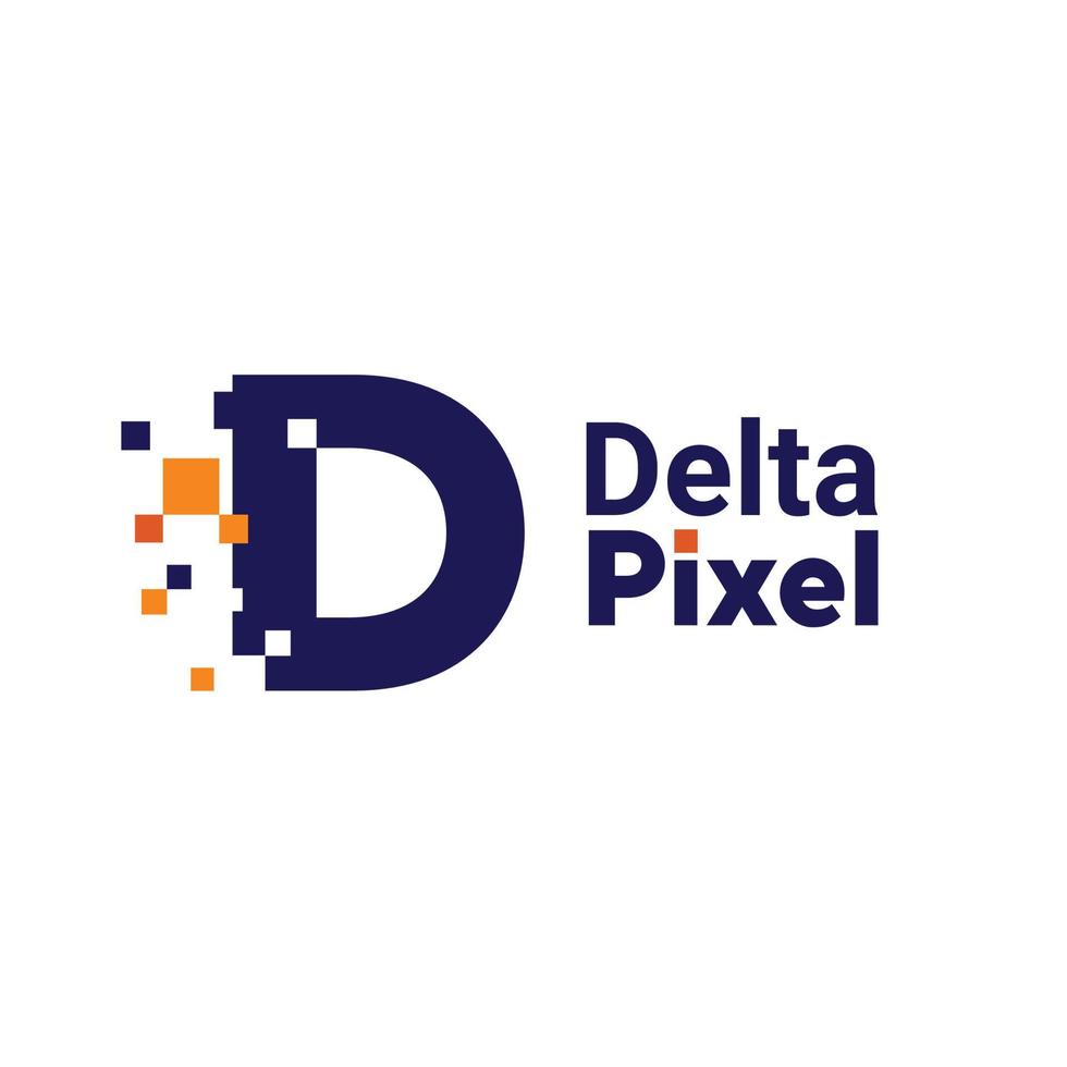 minimalistisches punktbuchstabe d-logo. d buchstabe pixel marke digital 8 bit vektor