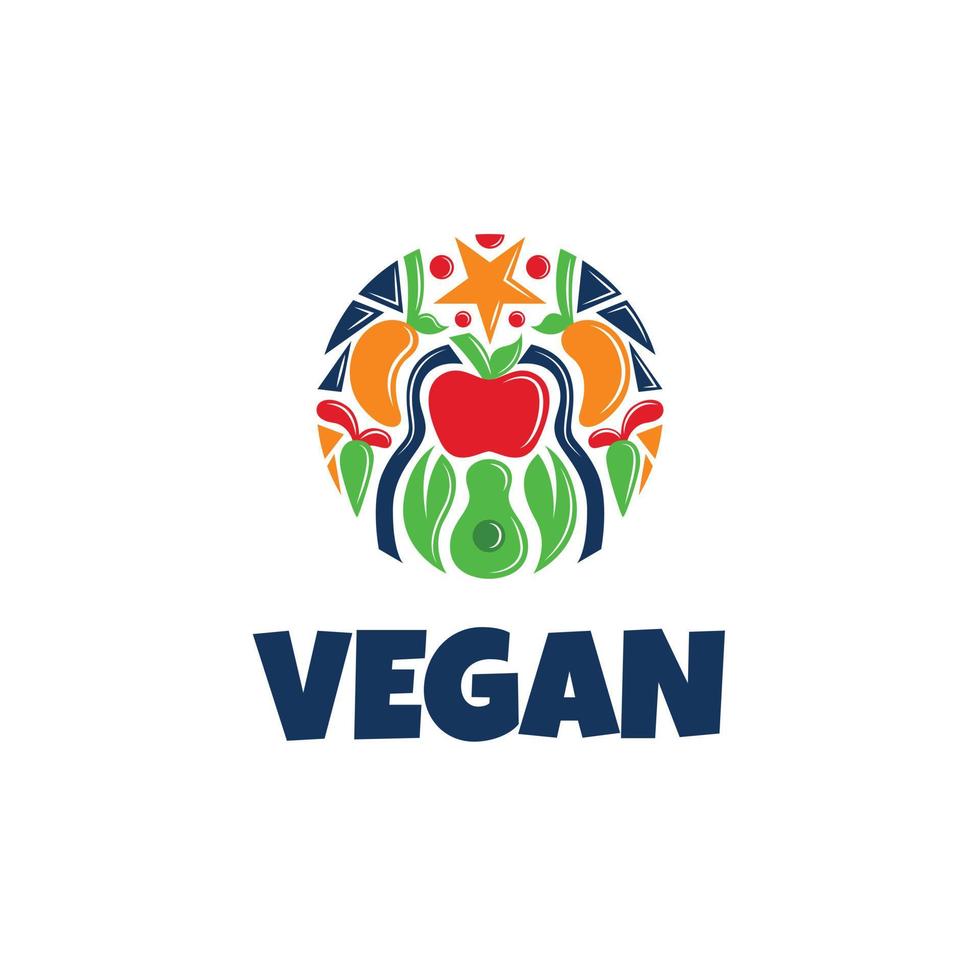 abstraktes farbenfrohes veganes Logo-Design vektor