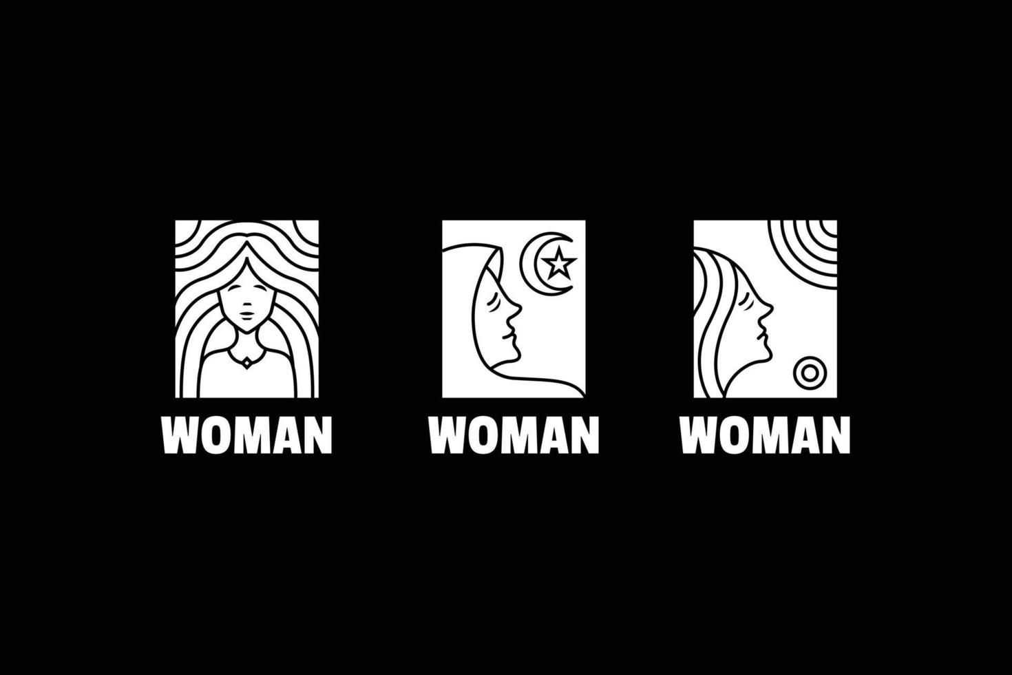 uppsättning av minimalistisk kvinna logotyp design med kontur stil vektor