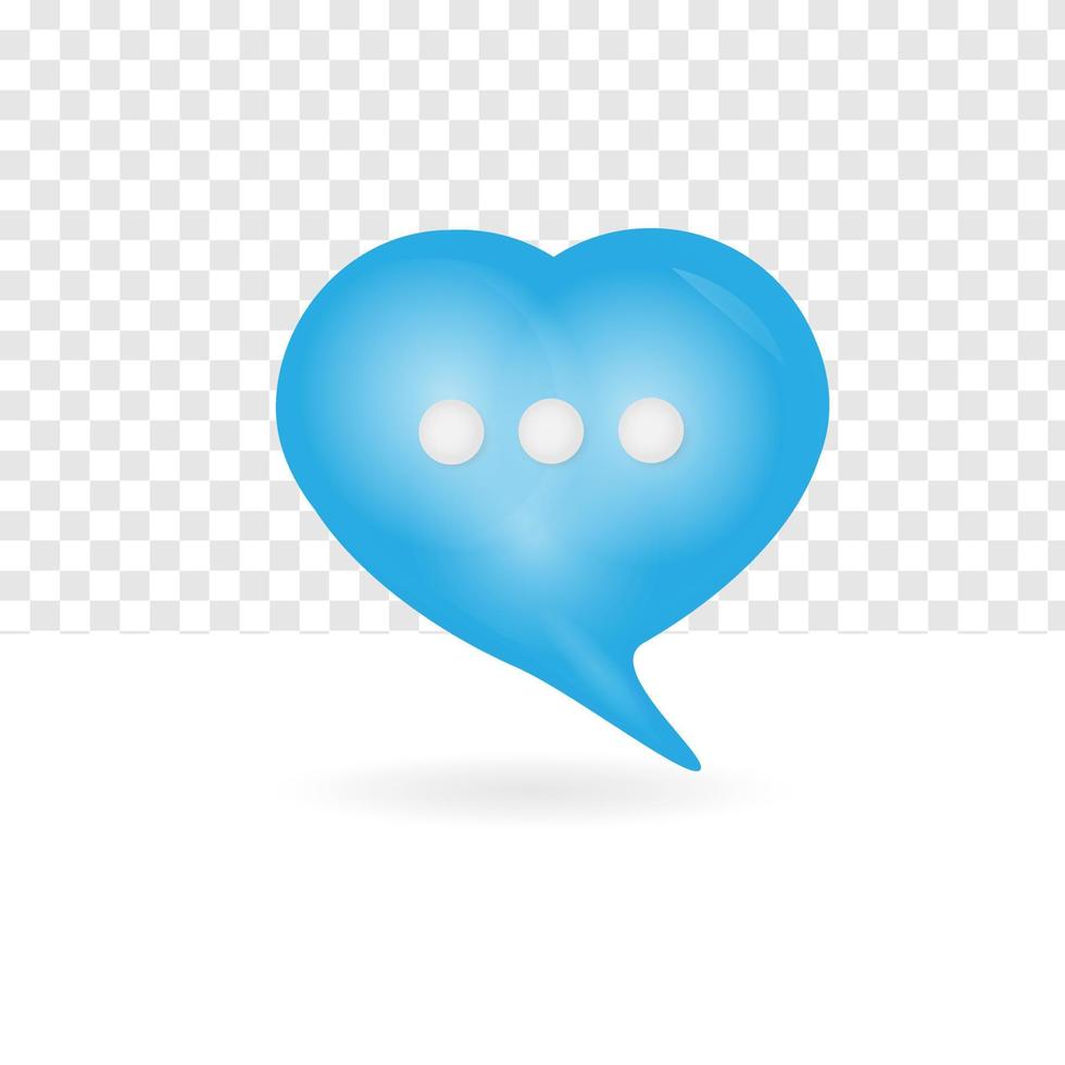 3d blaue Liebes-Chat-Blase auf weißem Hintergrund. Social-Media-Nachrichtenkonzept vektor