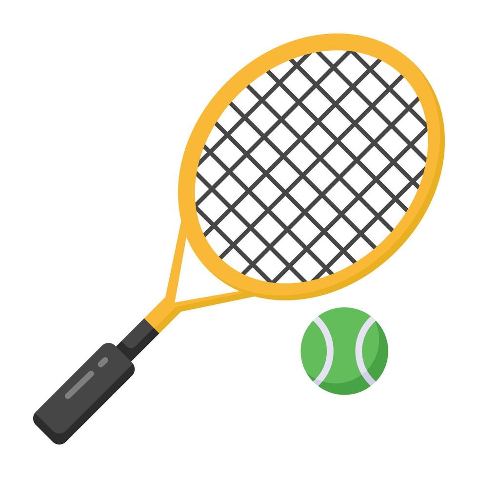 Schläger mit Ball, flaches Design der Tennisikone vektor