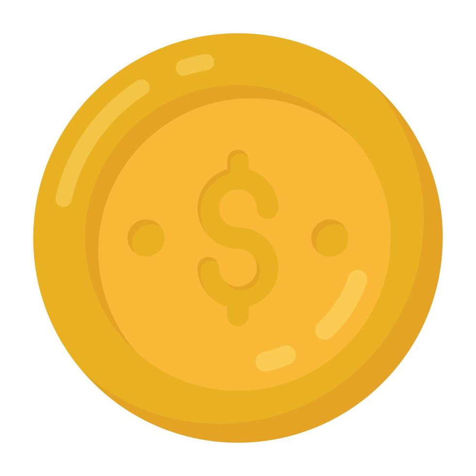ett dollarmynt i platt redigerbar ikon vektor