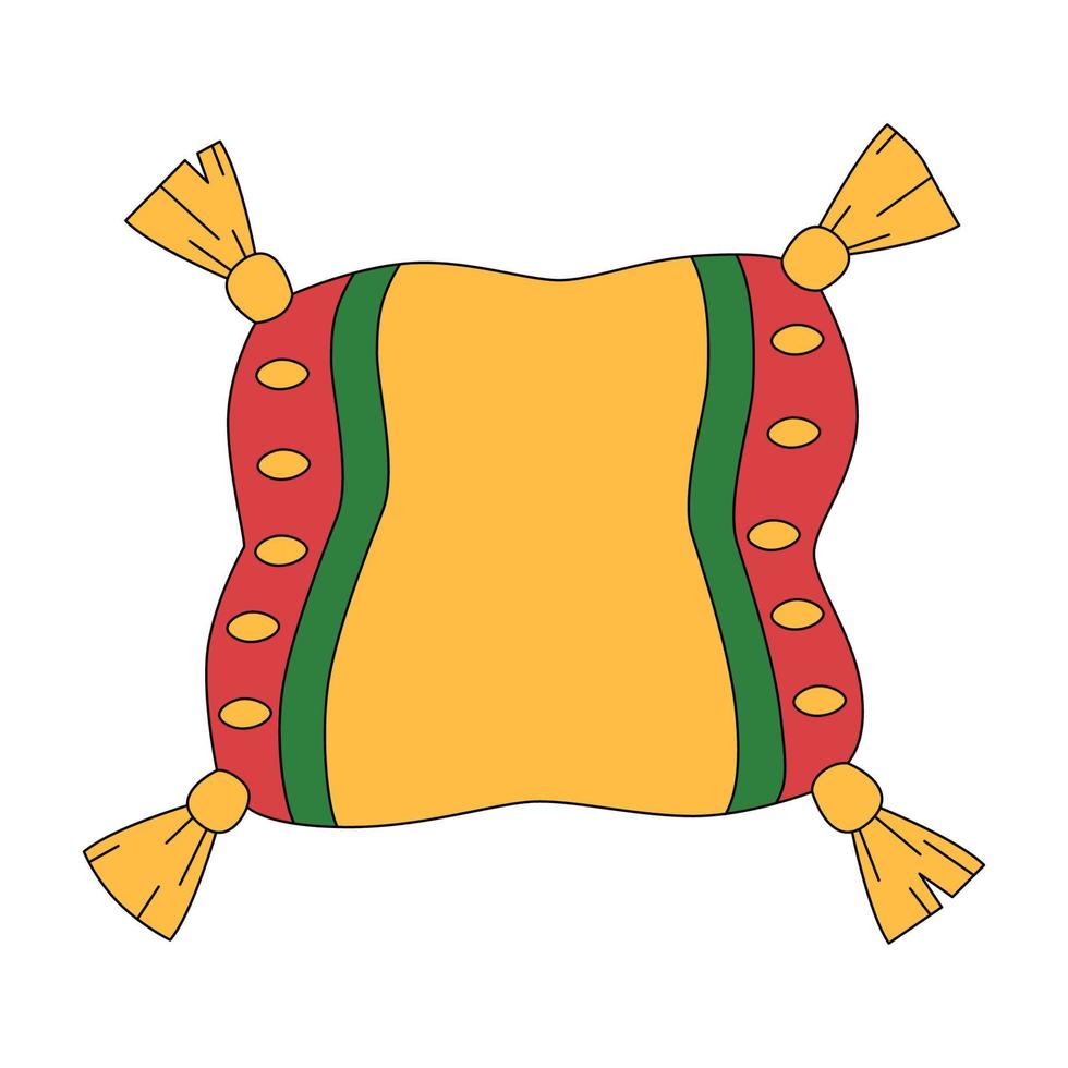 dekorativ kudde i tecknad stil. vektor illustration isolerad på vit bakgrund. symbol för avkoppling och mysighet