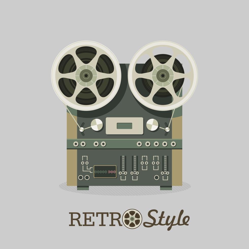 Vintage-Reel-to-Reel-Tonbandgerät. Logo, Symbol. Vektor-Illustration im Retro-Stil. vektor