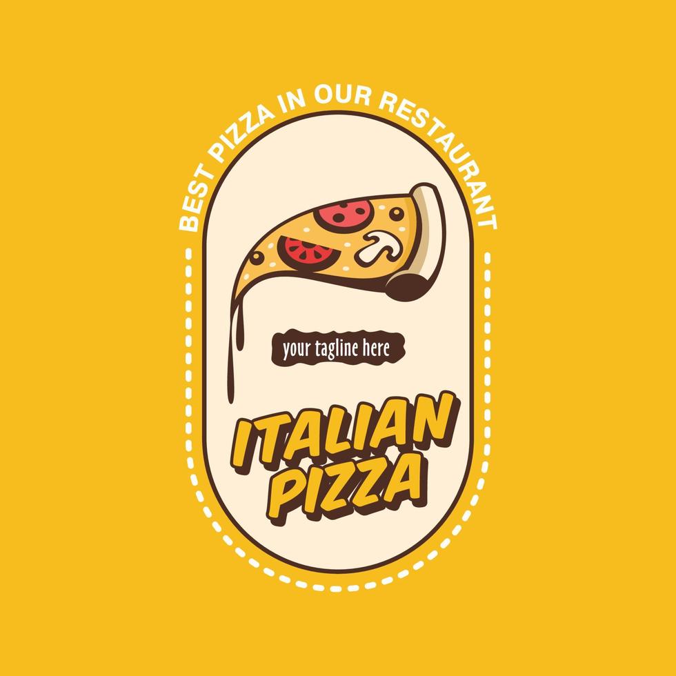 vektor illustration av pizza. logotyp för italiensk pizza. i tecknad stil.
