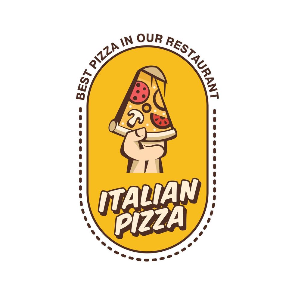 vektor illustration av pizza. logotyp för italiensk pizza. i tecknad stil.