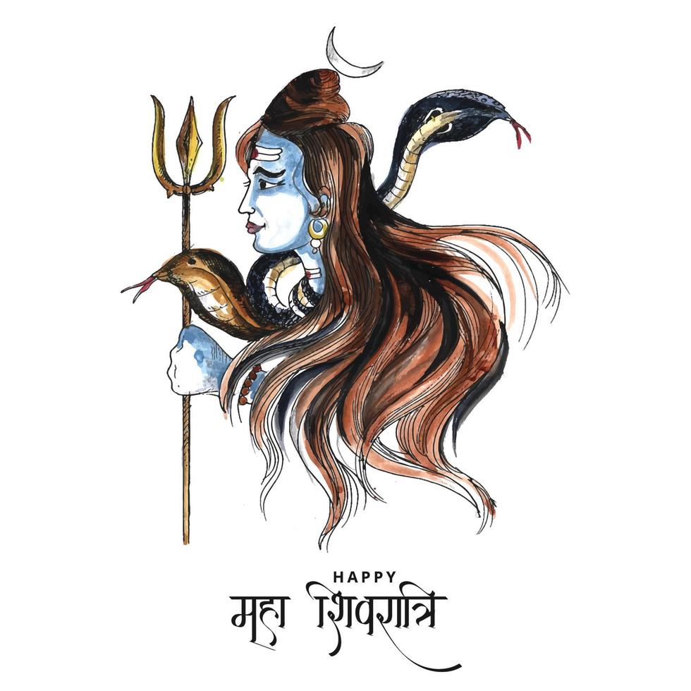 lord shiva indiska hinduiska guden för maha shivratri-kortbakgrund vektor