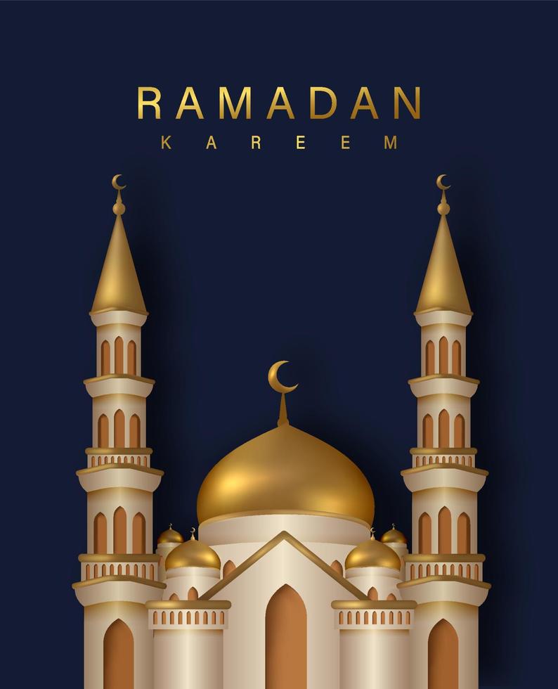 ramadan vektorbakgrund med moskébyggnad realistisk 3d-designillustration vektor