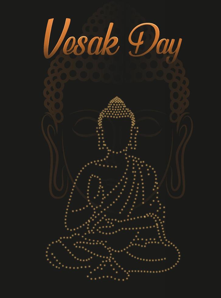 glad vesak dag med enkel stil av siddharta gautama staty konst linje, vesak dag affisch banner vektorillustration vektor