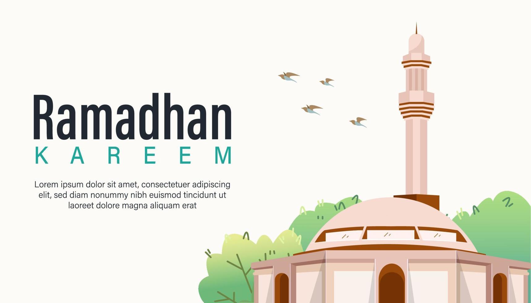 ramadhan kareem vektorillustration med moskén i bakgrunden vektor