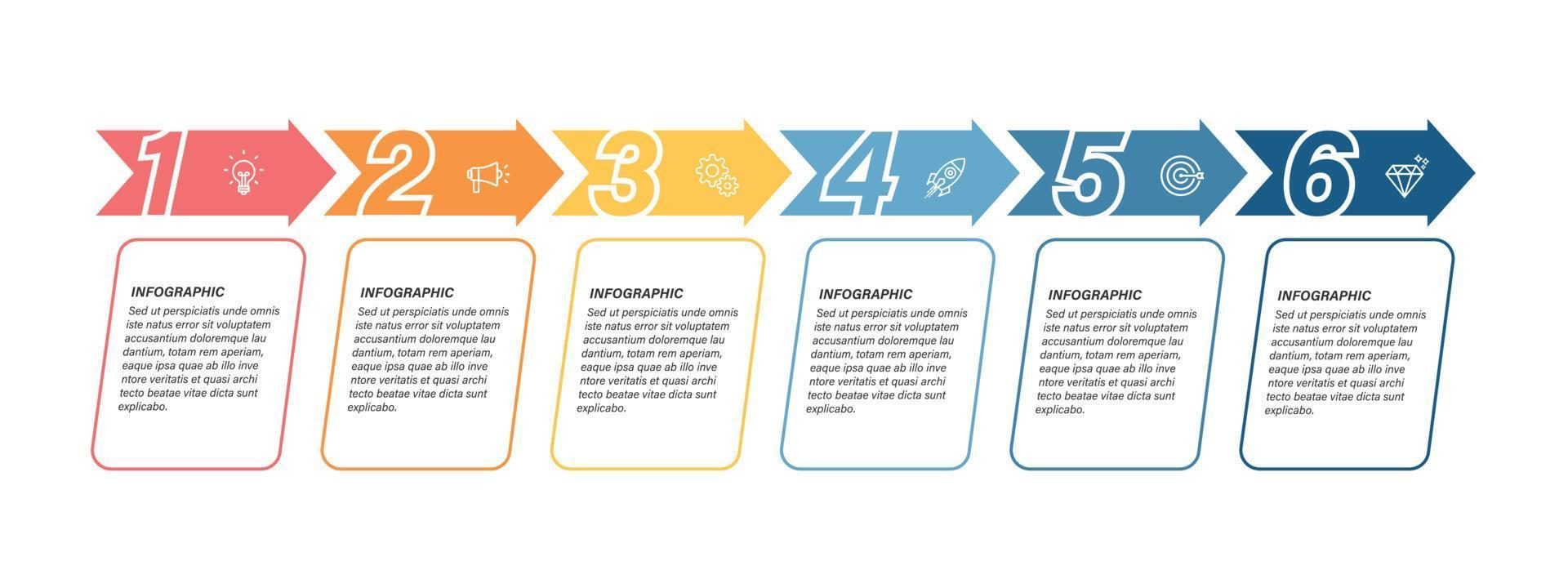 steg affärstidslinjeprocessen infographic malldesign med ikoner vektor