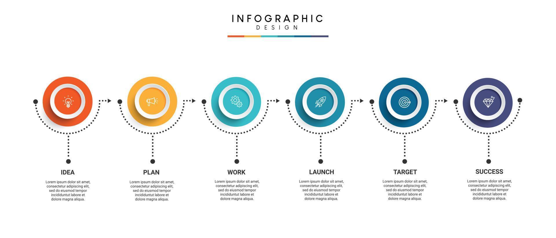 schritte business timeline prozess infografik vorlagendesign mit symbolen vektor