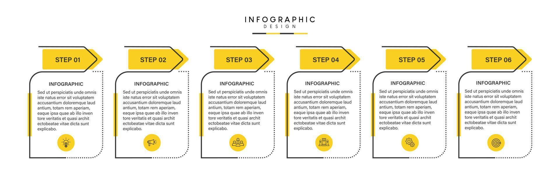 steg affärsdata visualisering tidslinje process infographic malldesign med ikoner vektor