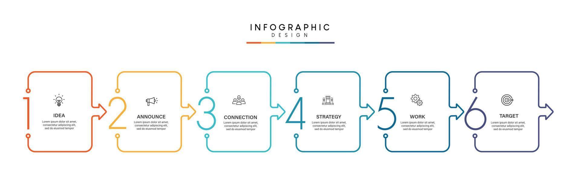 Schritte Business-Daten-Visualisierung Timeline-Prozess Infografik-Template-Design mit Symbolen vektor