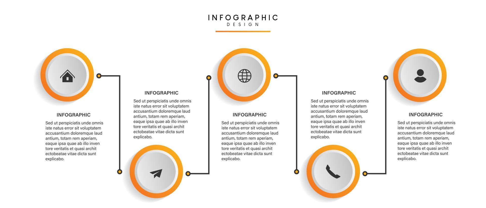 steg affärsdata visualisering tidslinje process infographic malldesign med ikoner vektor