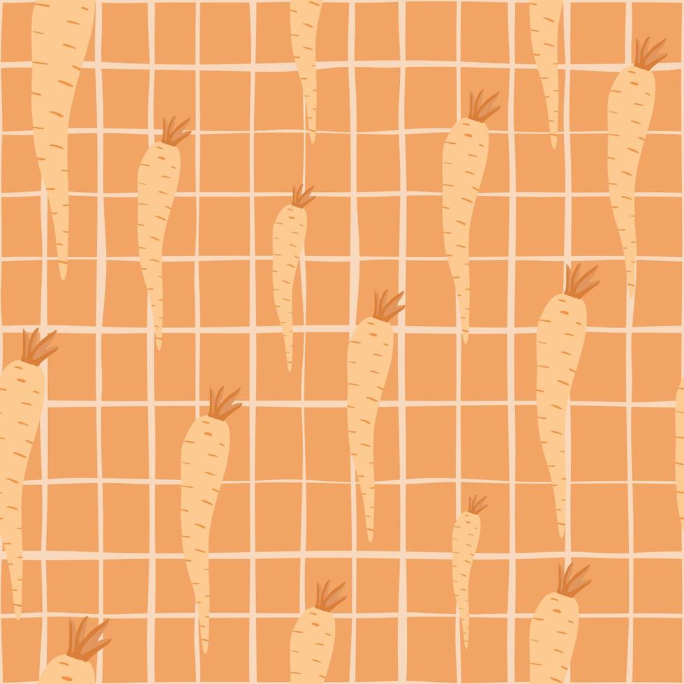 söt orange morot seamless mönster. doodle morötter bakgrund. botaniska tapeter. vektor