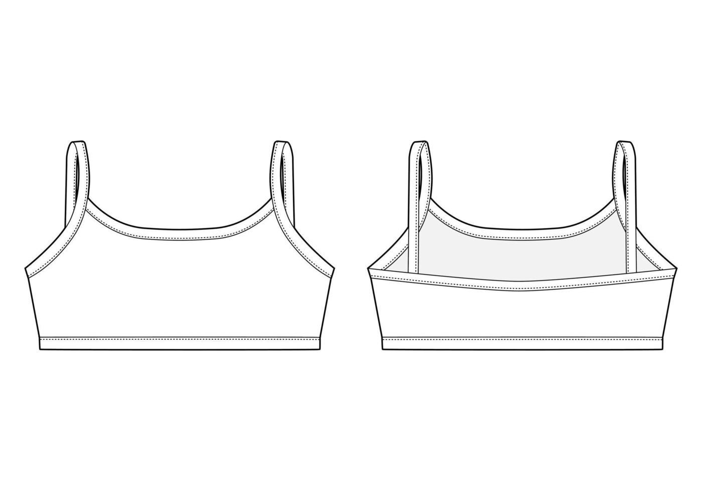 Technische Skizze Mädchen-BH. Top-Designvorlage für Damenunterwäsche. vektor