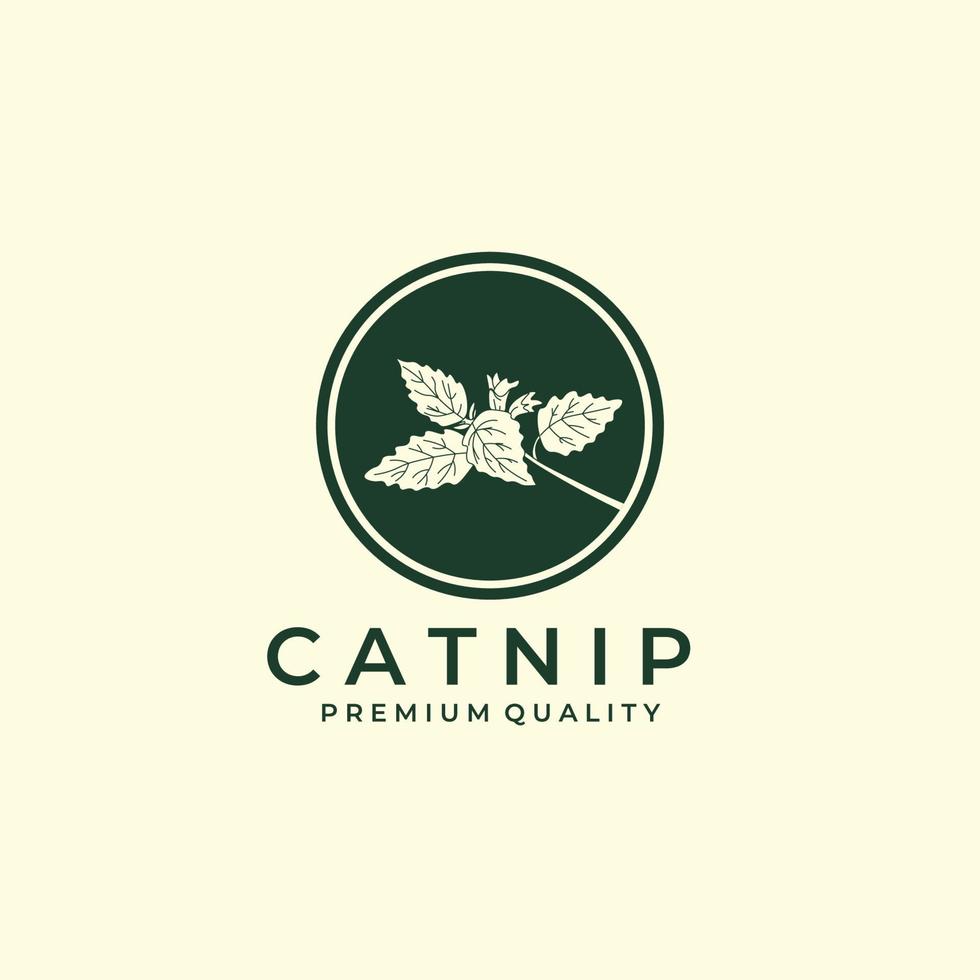 kattmynta logotyp linje konst vektor illustration design kreativ natur minimalistisk monoline kontur linjär enkel modern