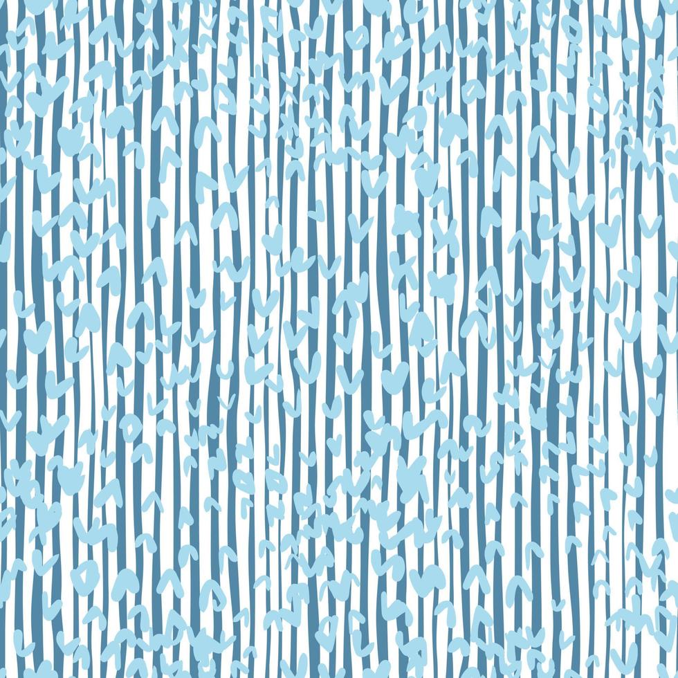nahtloses muster der blauen abstrakten zufälligen formen auf streifenhintergrund. vektor