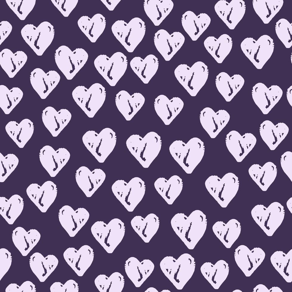 zufällige leichte Silhouetten nahtloses Muster. lila Hintergrund. Valentinstag stilisierte Grafik.. vektor