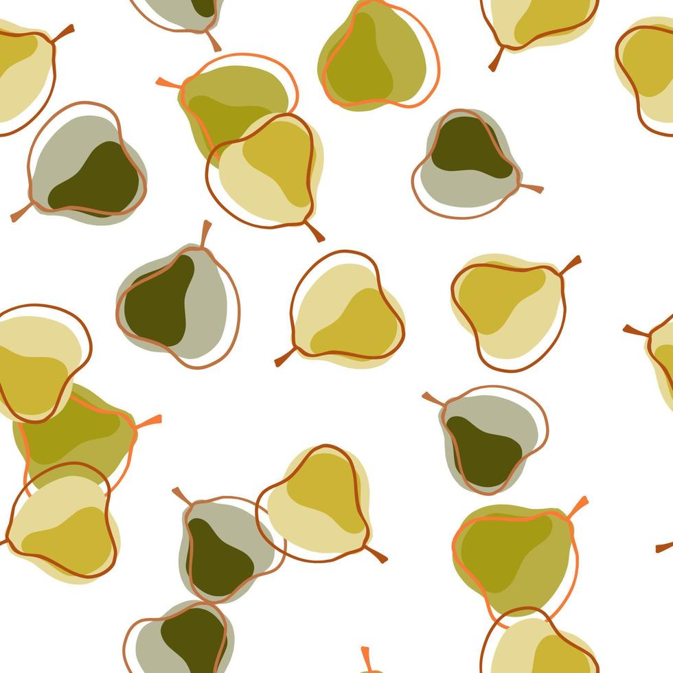 abstrakt mat seamless mönster med slumpmässiga päron element print. vit bakgrund. isolerat tryck. vektor