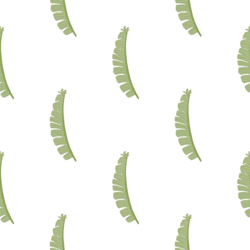 isolerade sömlösa doodle mönster med enkla handritade gröna ormbunke blad silhuetter. vit bakgrund. vektor