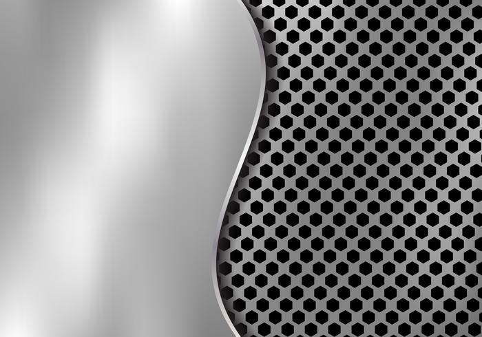 Abstrakt silver metall bakgrund gjord av hexagon mönster textur med kurv plåt järn. Geometrisk svart och vitt. vektor