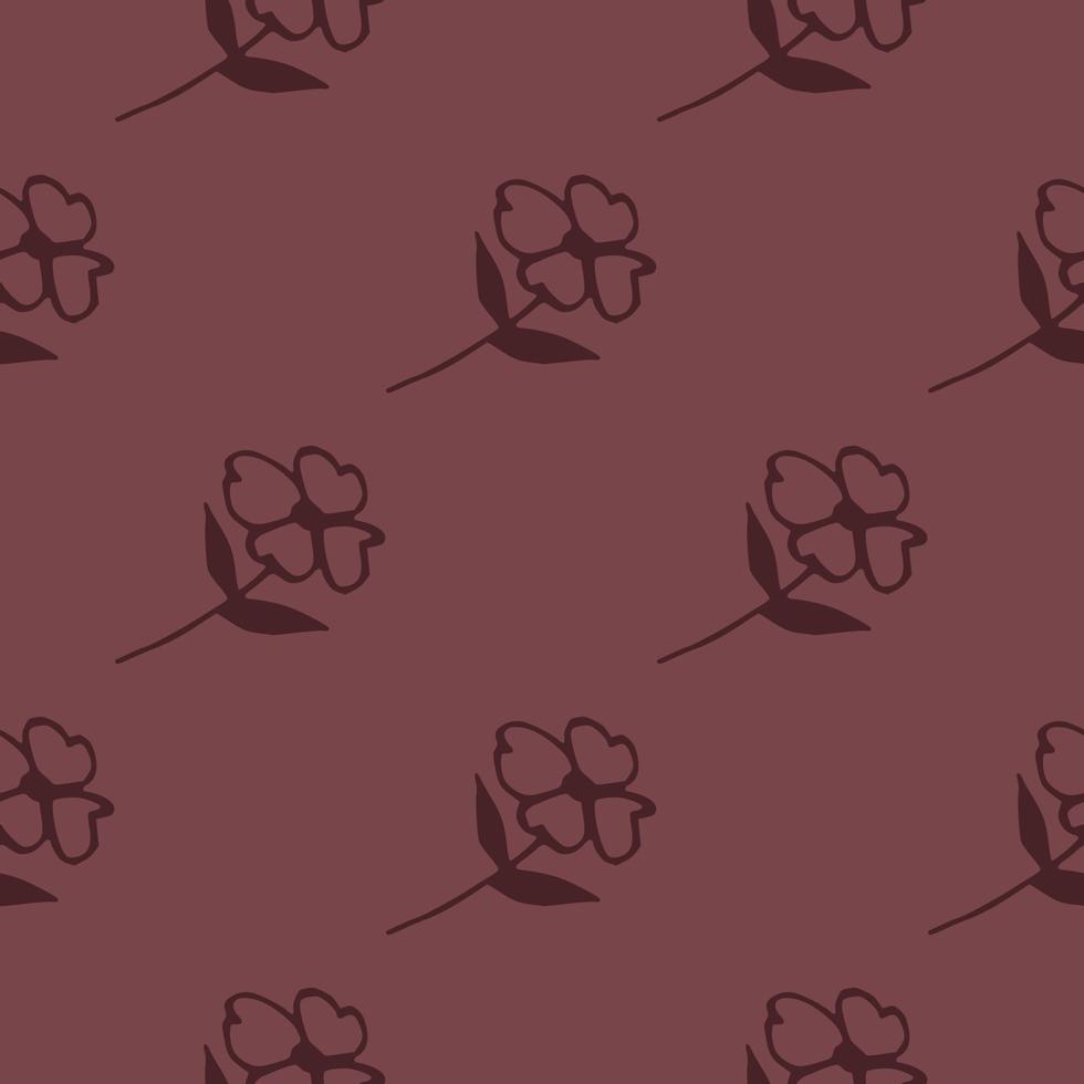 Nahtloses Muster mit Blumensilhouette in Weintönen. florales minimalistisches Design. vektor