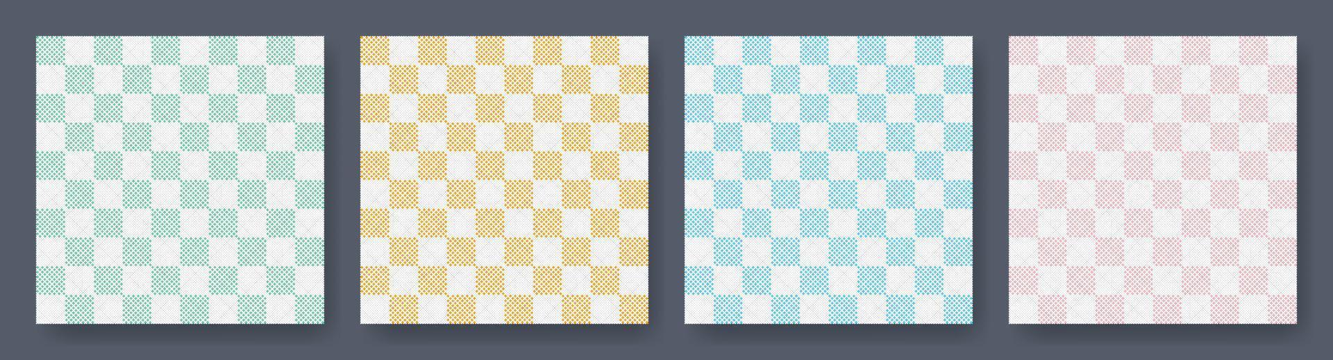 vichy gingham texturer uppsättning mönster. rutig design. diagonal bakgrund för servetter, handdukar. vektor illustration.