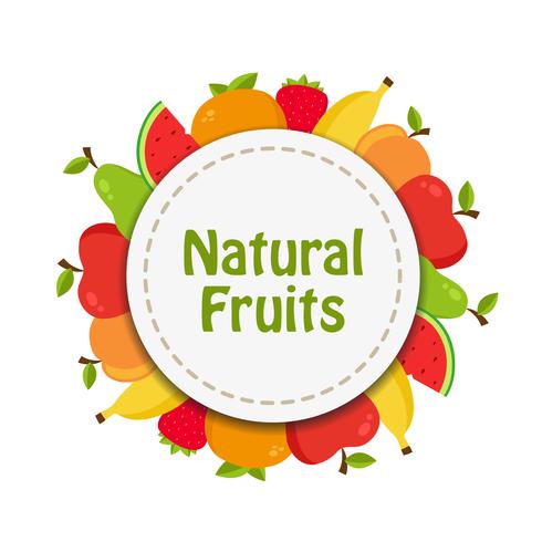 Naturlig frukt klistermärke vektor