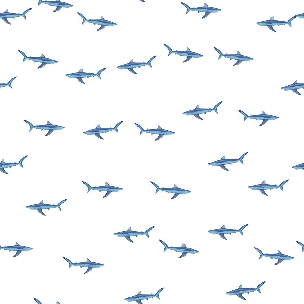 seamless mönster blå haj isolerad på vit bakgrund. textur av marin fisk för alla ändamål. vektor