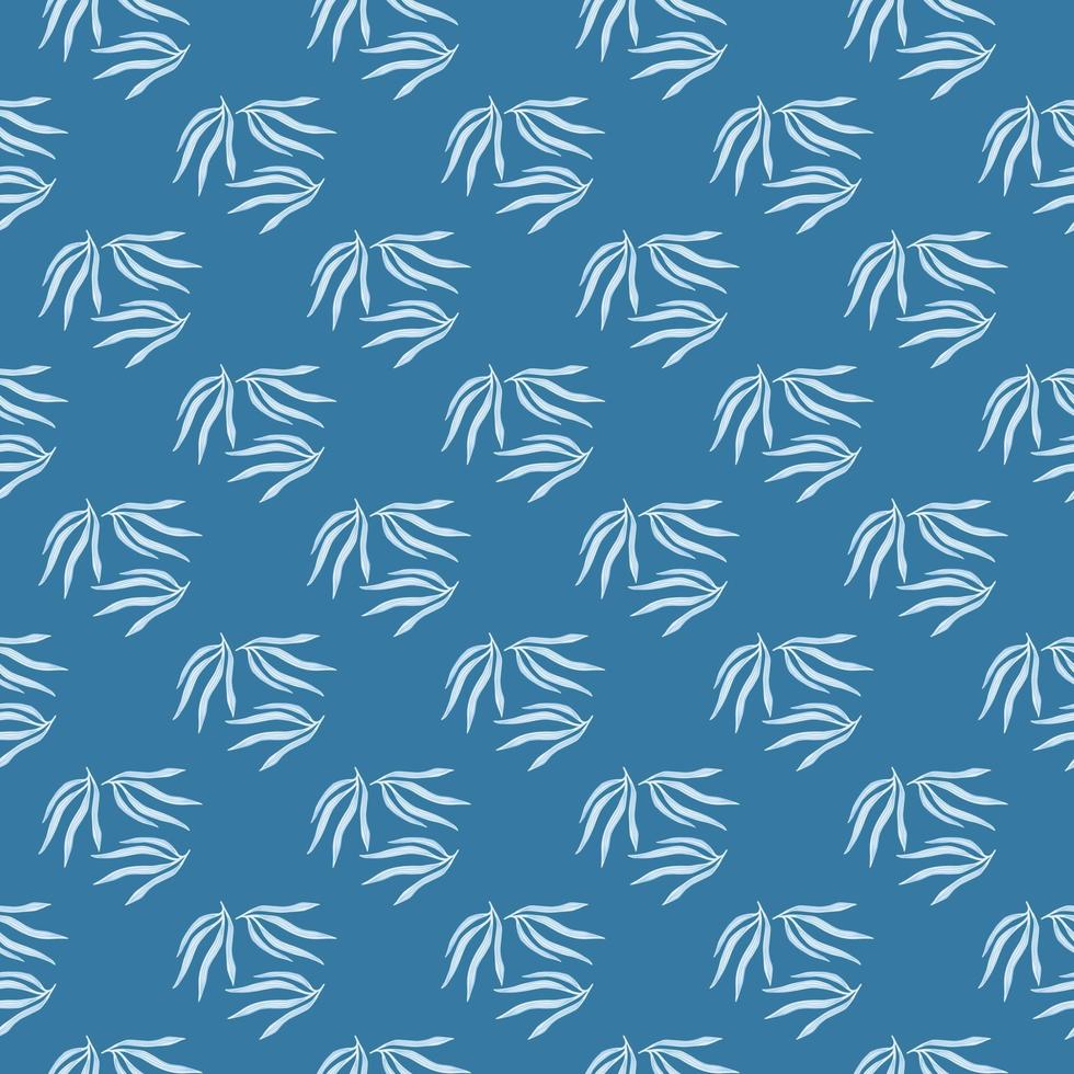 exotiska tropiska löv semless mönster. tropiska blad på blå bakgrund. vektor