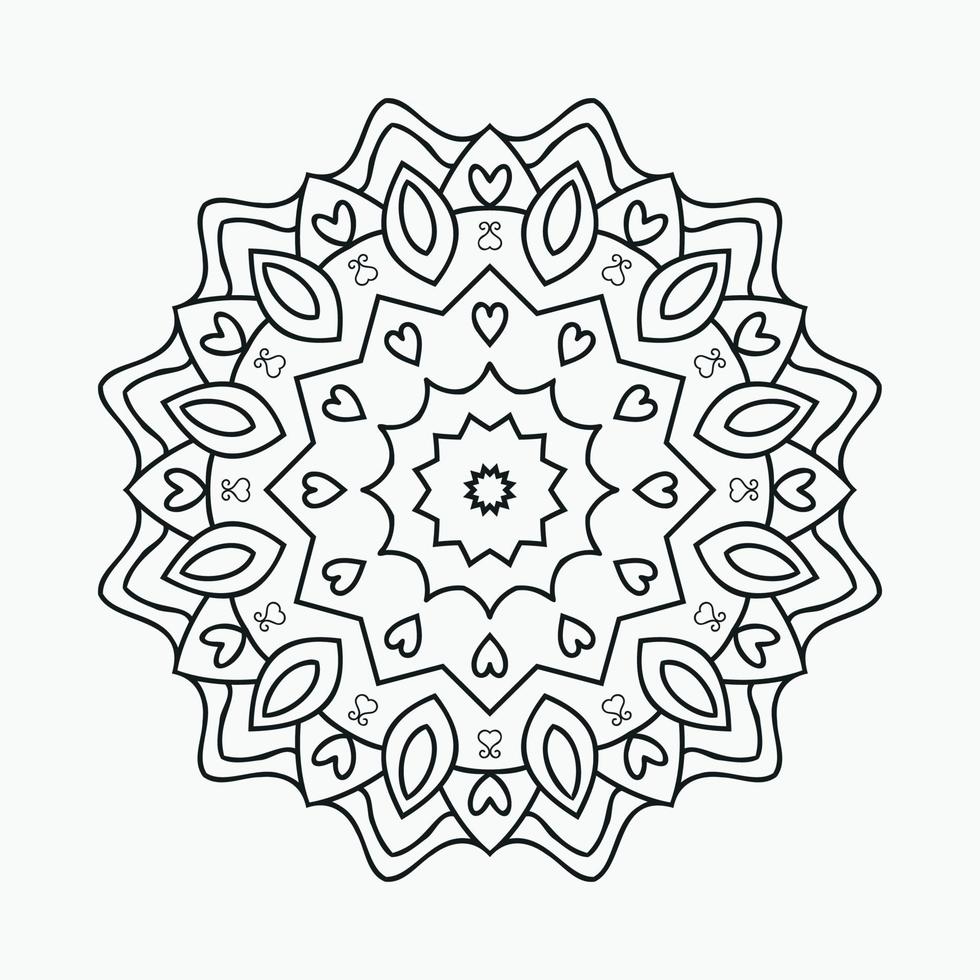 Malvorlage Mandala-Muster. dekorativer Blumenmandala-Linienkunstvektor. Mandala Ornament Muster zum Ausmalen von Seiten. vintage arabische dekorationselemente. einfaches Schwarz-Weiß-Mandalamuster. vektor