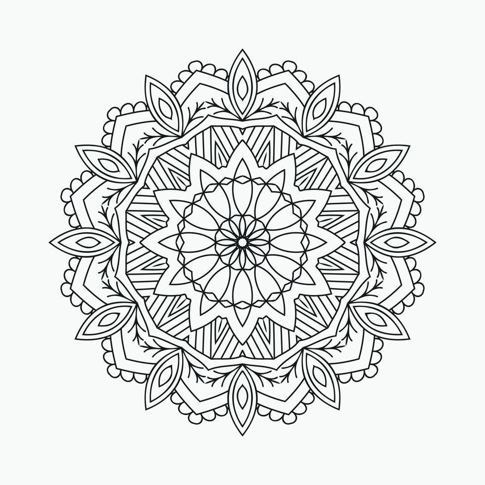 dekorationsmandala för målarbok. mandala barn målarbok streckteckning. indisk stil prydnad element. svart och vit mandala mönster vektor. blommig mandala linjekonst vektor. vektor