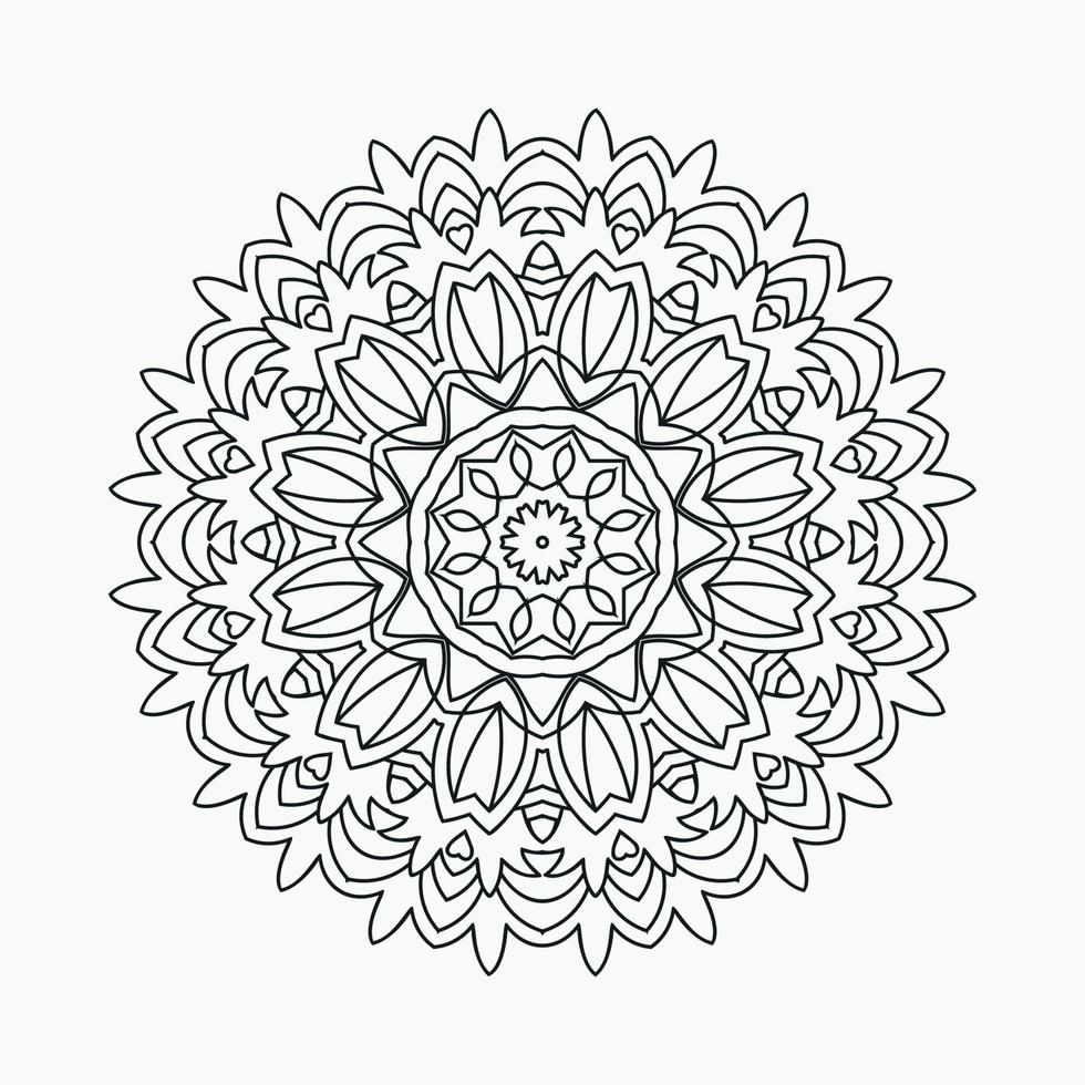målarbok mandala mönster vektor. blomma mandala linjekonst. dekorativ mandala prydnad för målarbok. svart och vit mandala prydnad linjekonst. indisk stil dekoration element. vektor