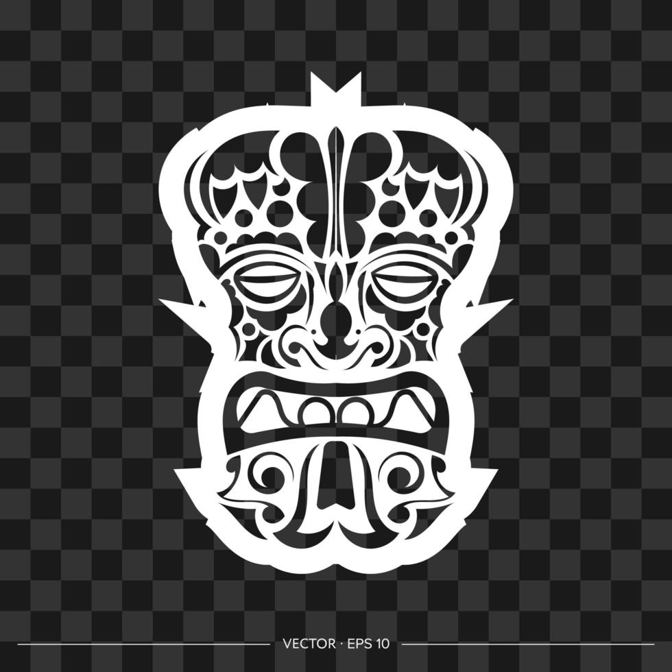 polynesische Maske aus Mustern. die Kontur des Gesichts oder der Maske eines Kriegers. für T-Shirts und Drucke. Vektor
