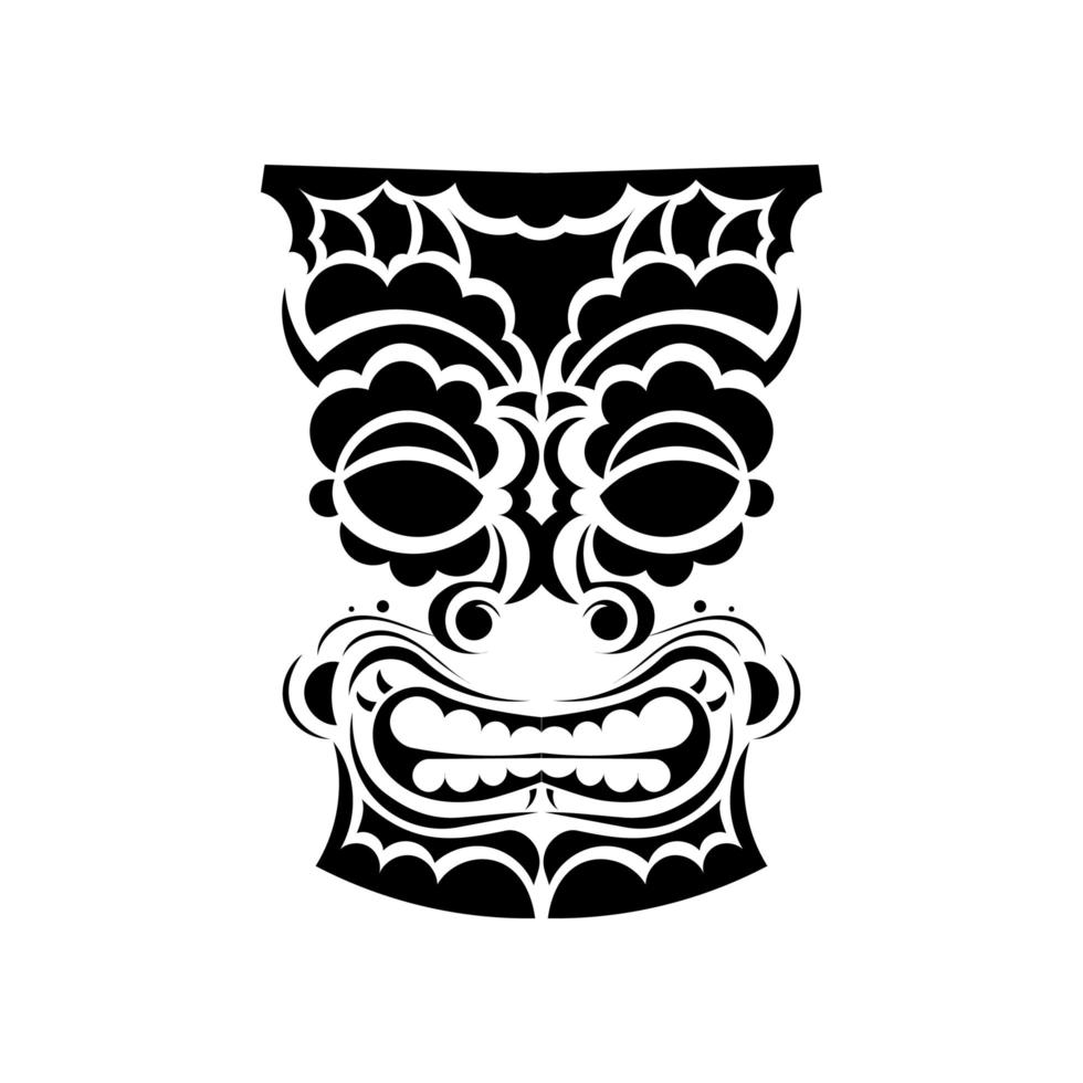 hawaiianische Stammes-Gesichtsmaske. Gesicht im polynesischen oder Maori-Stil. die Ohren der alten Stämme. gut für Drucke, Tattoos und T-Shirts. isoliert. Vektor-Illustration. vektor