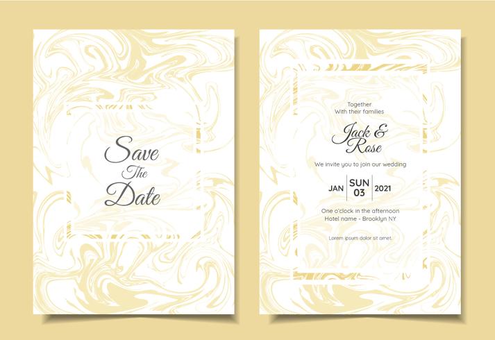 Moderne Hochzeitseinladung Set Liquid Marble Textures Luxusfarben. Trendy Hintergrund-Mehrzweckkarten-Schablone wie Plakat, Abdeckung, Buch, etc. vektor