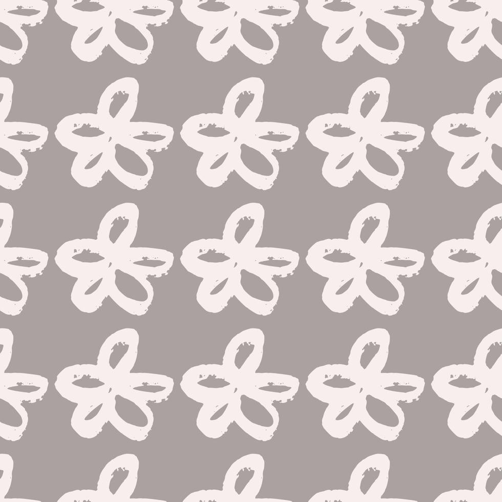 Nahtloses botanisches Muster mit weißen handgezeichneten Gänseblümchen. grauer Hintergrund. stilisierte Kunstwerke. vektor