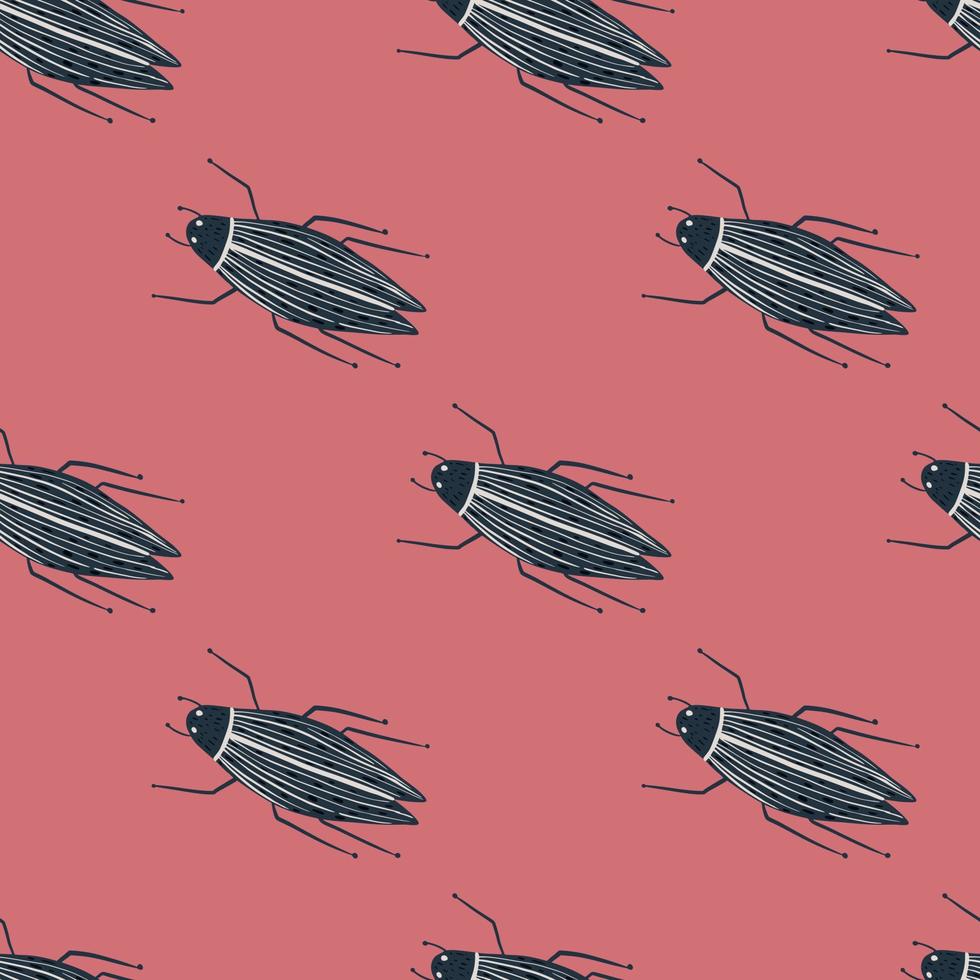 natur seamless mönster med insekter fauna print. grå enkla buggar silhuetter på rosa bakgrund. exotiska djur i bakgrunden. vektor