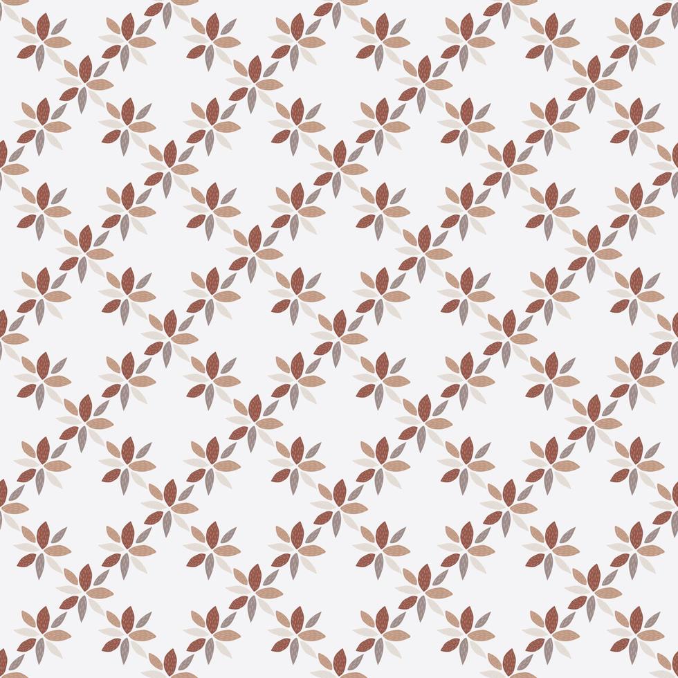 isolerade sömlösa mönster med mini bruna geometriska blommor. vit bakgrund. ytdesign. vektor